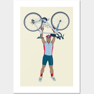 Cyclist Lifting a Bicycle Posters and Art